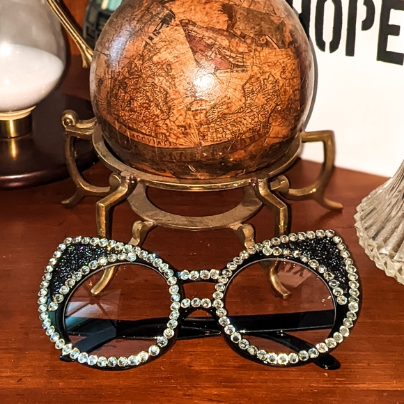 Rhinestone Encrusted Black Glasses | Bedazzled Novelty Glasses All Pairs NWOT - Picture 5 of 8